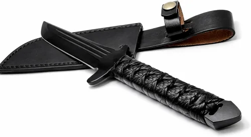 Miniatura 3 de Espada Wakizashi táctica hecha a mano de 17 pulgadas, machete de supervivencia de hoja fija de espiga completa con mango envuelto en cordón y funda