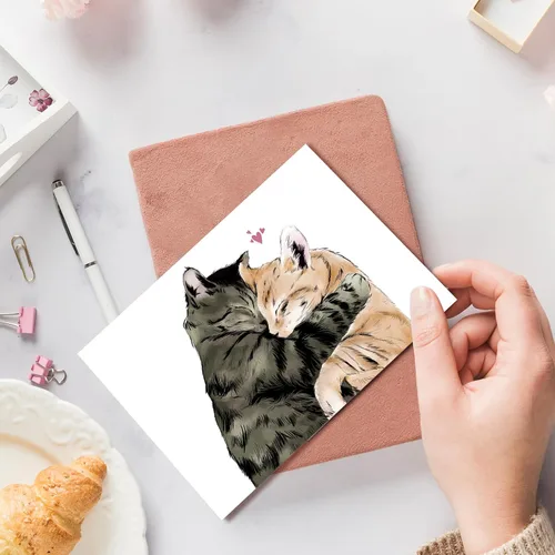 Miniatura 6 de Tarjeta de San Valentín para novio y novia, bonita tarjeta de aniversario de gatos para él y ella, adorable regalo de San Valentín