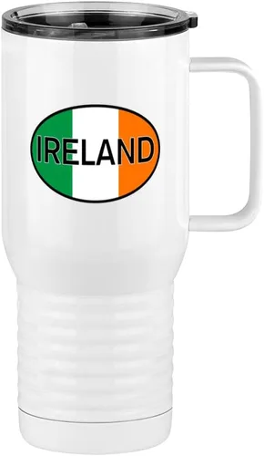 Miniatura 11 de Just So Posh Vaso de bandera de país, diferentes banderas ovaladas europeas en cada lado, taza de café de viaje con asa y tapa deslizante