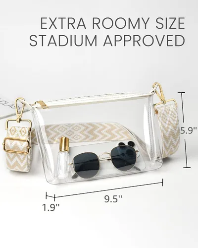 Miniatura 3 de HULISEN Bolsa transparente para eventos de estadio, monederos transparentes para mujeres, bolso cruzado de estadio, bolso transparente para Correa
