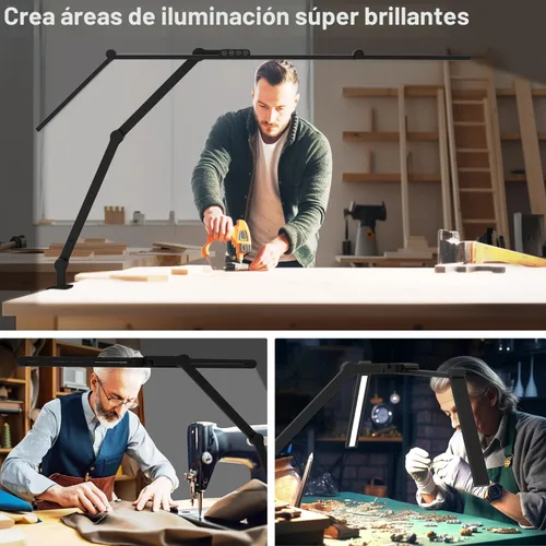 Miniatura 4 de Lámpara de escritorio de 3000 lúmenes ultra brillante para arquitecto con abrazadera, lámpara de escritorio LED alta de 36W para oficina en casa