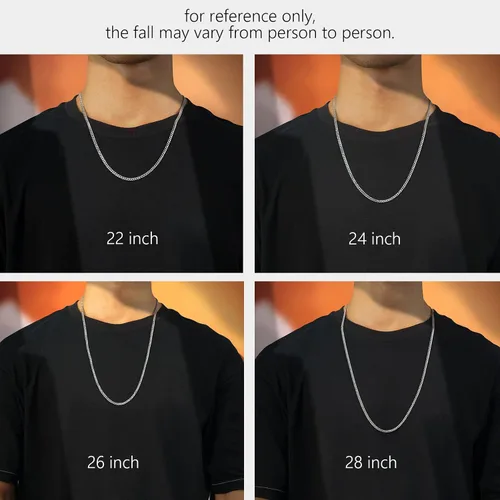 Miniatura 6 de PROSTEEL 925 Sterling Silver Cuban Link Chain Necklace, Dainty Figaro Chains, Solid & Shiny, 3mm5mm, 14-28 inch, Come Gift Box