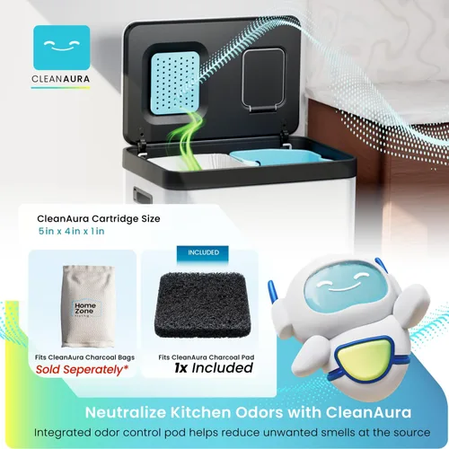 Miniatura 2 de Home Zone Living - Bote de basura de cocina de 19 galones con compartimentos duales para reciclaje, control de olor CleanAura, acero inoxidable