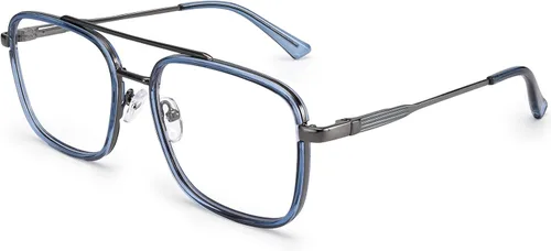 Miniatura 9 de Dollger Lentes cuadrados de luz azul para hombres y mujeres, aviador, bloqueo de luz azul, retro, marco matal, para computadora, juegos, nerd
