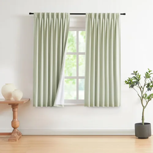 Miniatura 48 de Vision Home Cortinas marrones con pliegues pinzados de bloqueo total, cortinas de ventana de lino mezclado para oscurecimiento de la habitación, 95