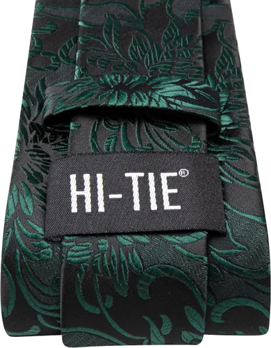 Miniatura 304 de Hi-Tie Corbatas de seda para hombre, diseño de cachemira a rayas, con bolsillo, gemelos cuadrados, conjunto formal de negocios