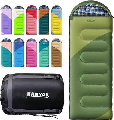 Saco de dormir de campamento, sacos de dormir de 32 ℉ para adultos, niños, adolescentes, clima frío, cálido saco de dormir de invierno para 3-4