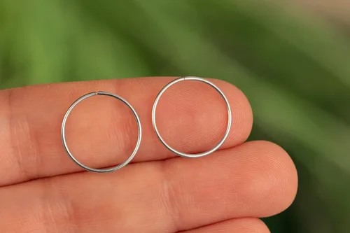 Miniatura 99 de Aretes de aro de oro de plata – Aretes de aro para mujer, dos piezas de aros de plata fina rellenos de oro, aro de hélice, anillo de tragus, aro
