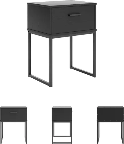 Miniatura 7 de Signature Design by Ashley Socalle - Mesita de noche moderna con 1 cajón con patas de metal, 26.02 pulgadas de alto, color negro