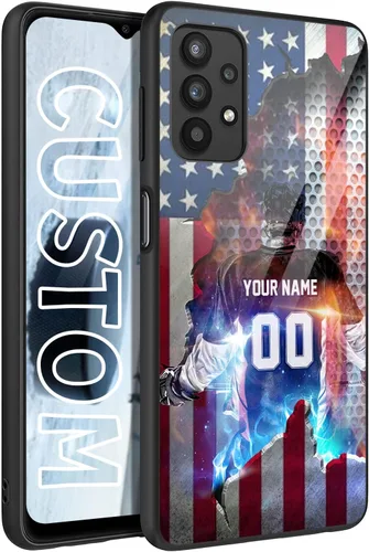 Miniatura 9 de Personalized Ice Hockey vs Name Number US Flag Decor Rubber Cover Phone Case for Galaxy America Fire