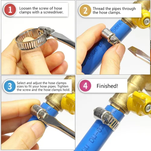 Miniatura 5 de RTHIEAI 50 abrazaderas de manguera, abrazaderas de manguera de acero inoxidable de 3/4 a 1-1/4 pulgadas, abrazaderas de engranaje helicoidal