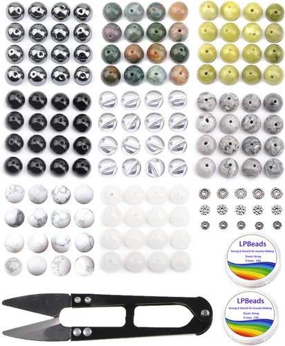 Miniatura 6 de LPBeads Juego de cajas de cuentas de piedra natural, 0.315 in, redondas, sueltas, piedras preciosas naturales de amatista, colores surtidos