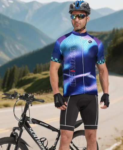 Miniatura 43 de sponeed - Jerséis de ciclismo para hombre, tops, camisas de ciclismo, manga corta, atuendo de ciclismo, chaqueta de ciclismo de cierre completo