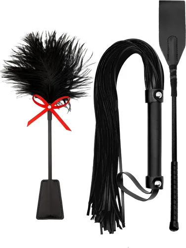 Miniatura 10 de Black Sex Whip Adult Crop 18 "BDSM Látigo Set Bondage Flogger Kit Crop Sex Set Adulto Crop Paddle Spanking BDSM Set Spanking Paddle Adultos Flogger