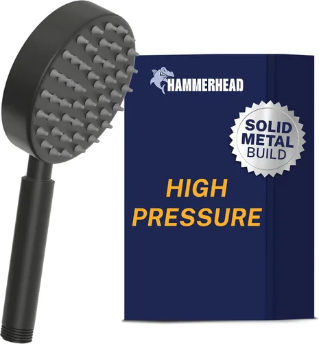 Miniatura 8 de HammerHead Showers® Cabezal de ducha de mano de metal sólido, cromado, cabezales de ducha de alta presión de 2.5 GPM, varita rociadora de 4 Cromo