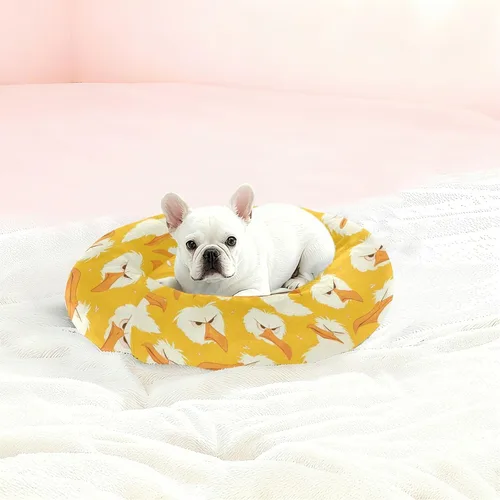 Miniatura 2 de Wudan Pet Cat Beds Calming Anti Anxiety Fluffy Dog Pillow Bed for Extra Small Size Pets Supplies S Cartoon Albatross Yellow