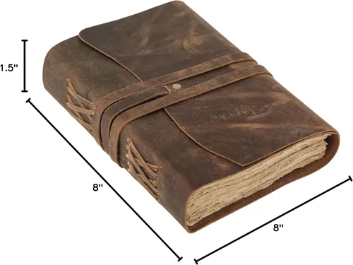 Miniatura 7 de KomalC Diario de cuero hecho a mano Cuaderno de escritura Diario Bloc de notas diario encuadernado para hombres y mujeres, papel sin líneas