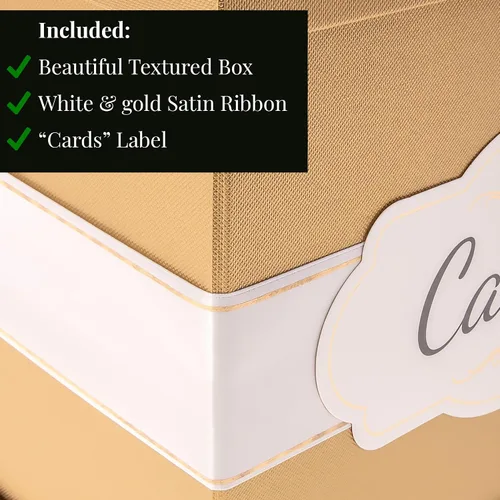 Miniatura 8 de Merry Expressions Caja de tarjetas dorada de 10 pulgadas, tarjetero para fiesta, caja de regalo de dinero para recepción de boda, graduación