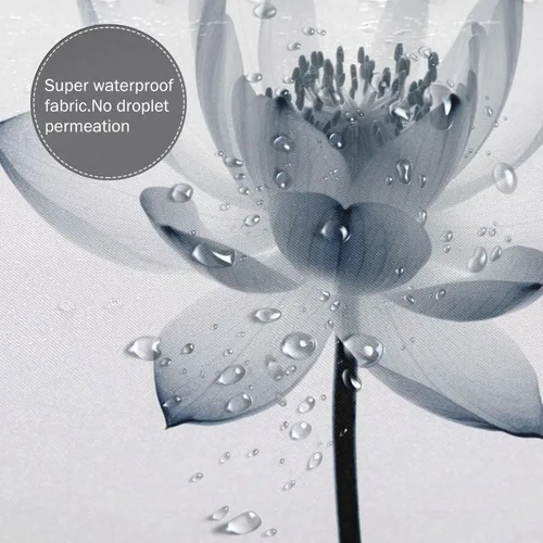 Miniatura 4 de YLATY2974 - Cortina de ducha de flores abstractas para baño, juego de cortina de ducha bohemia floral blanca y azul, tela transparente, moderna