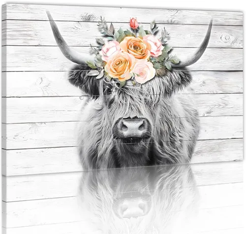 Miniatura 12 de Póster moderno de pared de vaca de las tierras altas, póster impreso en lienzo alpino desierto, decoración de pared de animales para sala de estar