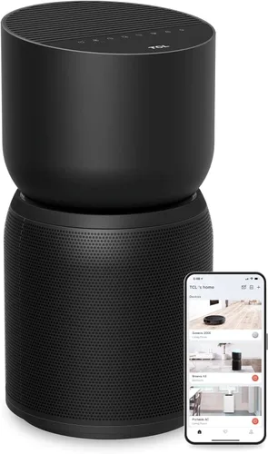 TCL Breeva - Purificador de aire inteligente A3 con limpieza de 5 etapas, True HEPA (H13), elimina el 99.97% del polvo, bacterias/olores y más, Negro