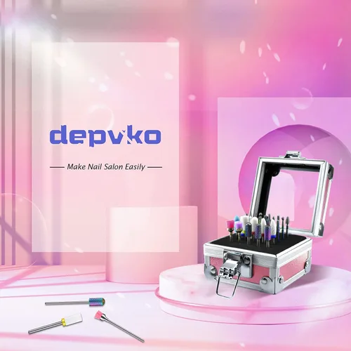 Miniatura 7 de Depvko Juego de 21 brocas para lima de uñas eléctrica, kit de brocas de cerámica y gel acrílico de 3/32 pulgadas, herramientas de arte de uñas
