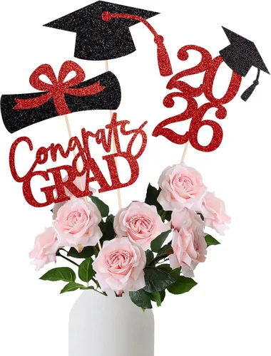 Miniatura 7 de 16 piezas de decoración de graduación para la clase de 2026, centros de mesa de felicitaciones de graduación 2026, decoración de mesa 2026, Azul
