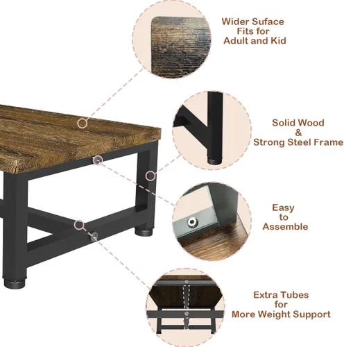 Miniatura 4 de Taburete de Paso de Madera para Niños Pequeños, Niños y Adultos, Taburetes de Paso Resistentes con Capacidad de Carga de 300 Libras, Taburete