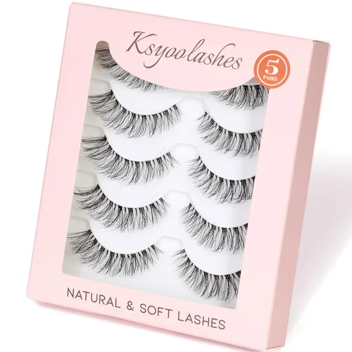 Miniatura 10 de Pestañas largas naturales con banda transparente, pestañas finas, pestañas de ojo de gato de 0.35 a 0.70 pulgadas, pestañas rizadas en D que parecen