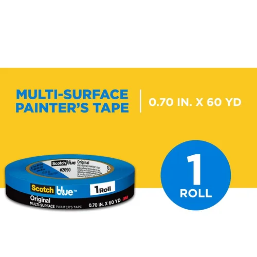 Miniatura 2 de 3M Scotch-blue 2090 Papel crepé multisuperficies, Pintores, Cinta de enmascarar, 27 libras Fuerza de tensión, 60 Yds, longitud x 3/4" ancho