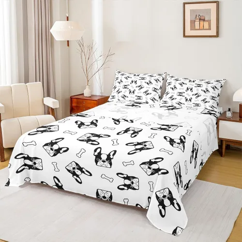Miniatura 28 de Manfei Juego de sábanas de dibujos animados para niños, tamaño individual, bonito juego de ropa de cama de animales y mascotas, decoración