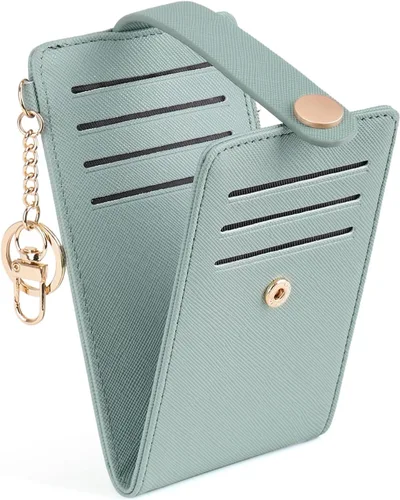 Miniatura 23 de POIUGOYA Billetera delgada para mujer, con bloqueo RFID, plegable, tarjetero con cremallera y bolsillo para monedas, ventana para identificación