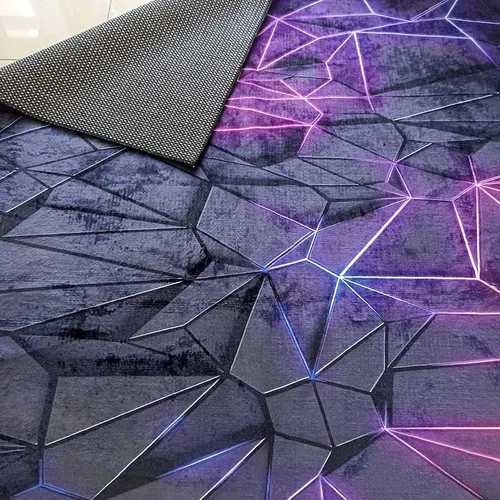 Miniatura 4 de Alfombra de sala de juegos, alfombra de deportes electrónicos, alfombra de aspecto neón, alfombra colorida, alfombra de juegos, alfombra morada