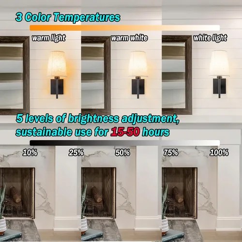 Miniatura 3 de YHCDLAMP Juego de dos apliques de pared que funcionan con pilas, luces de pared que funcionan con pilas con control remoto, lámpara de pared RGB