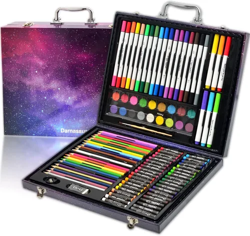 Darnassus Juego de arte de 132 piezas, juego de colores profesionales de lujo, caja de regalo, juego de arte, manualidades, dibujo, pintura, kit de