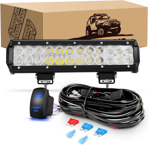 Miniatura 11 de GOOACC Barra de luz LED de 12 pulgadas, 72 W, combo de inundación de puntos, luces de conducción todoterreno, lámpara de trabajo con arnés