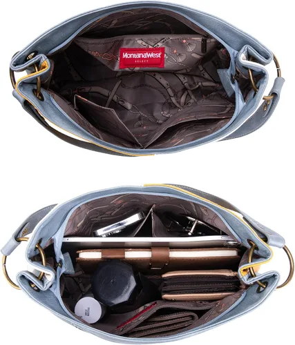 Miniatura 5 de Montana West Bolso Hobo para mujer con asa superior y bolsillos con cremallera