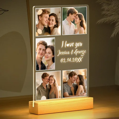 Miniatura 3 de Marcos de fotos personalizados con foto, marco de fotos personalizado con luz nocturna, marco de fotos personalizado, regalos personalizados de 5