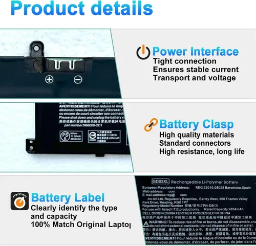 Miniatura 3 de GD03XL N66215-005 - Batería de repuesto para laptop HP Envy x360 14 2 en 1 14-fa0000 / OmniBook X 14 / EliteBook Ultra G1q Series GD03059XL