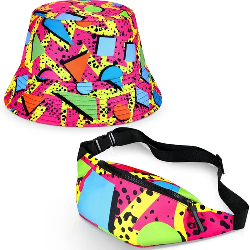JenPen Juego de 2 sombreros tipo cangurera de los años 80 y 90 para hombres y mujeres, accesorios retro para fiestas deportivas de verano