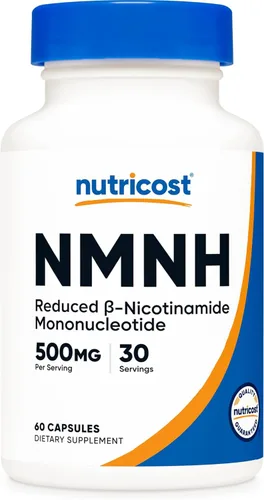 Nutricost Suplemento NMNH (500 mg) 60 cápsulas - Mononucleótido de β-nicotinamida reducido, vegano, sin OMG, sin gluten, 30 porciones