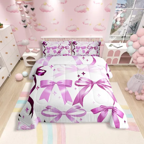 Miniatura 29 de Castle Fairy Rose Lipstick Bedding Set Elegant Quilted Comforter Set Twin Size,Women Cosmetic Duvet Insert with 1 Pillow Sham for Kids Boys Girls