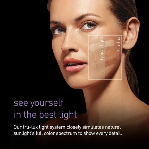 Miniatura 4 de simplehuman Espejo con sensor, espejo de maquillaje iluminado con aumento (5X), espejo redondo de 8 pulgadas con lupa con luces, inalámbrico, acero