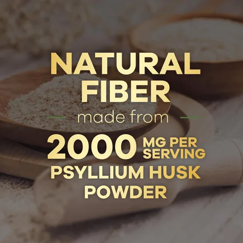 Miniatura 6 de Polvo de cáscara de psyllium de 2000 mg por porción, suplemento de fibra de psyllium extra fuerte, píldoras de fibra soluble natural, apoya