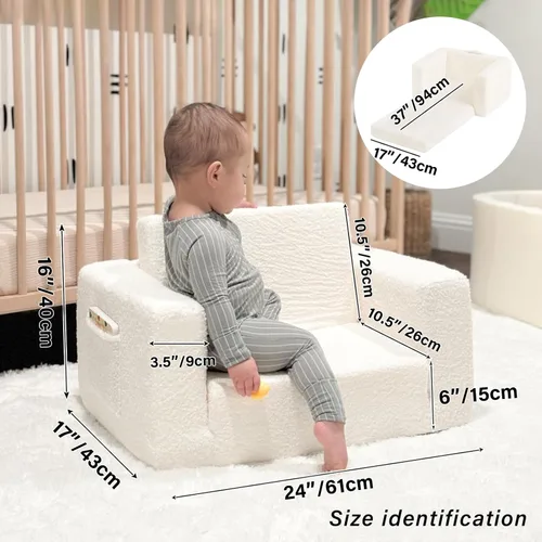 Miniatura 9 de Tiita Sillón Sofá para Niños, Sillas Sofá Cómodas Plegables para Niños Pequeños, Sofás de Felpa 2 en 1 Desplegables para Niños, Silla con Rosa