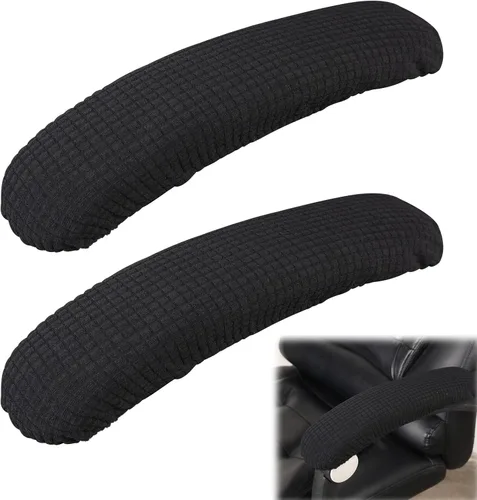 Vin Beauty Fundas para reposabrazos de silla de oficina, 2 piezas, Fundas removibles para reposabrazos de oficina, Fundas elásticas para Negro