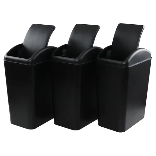Miniatura 10 de Asking Cubo de basura pequeño de 1.8 galones con tapa abatible, cubo de basura de plástico, color gris