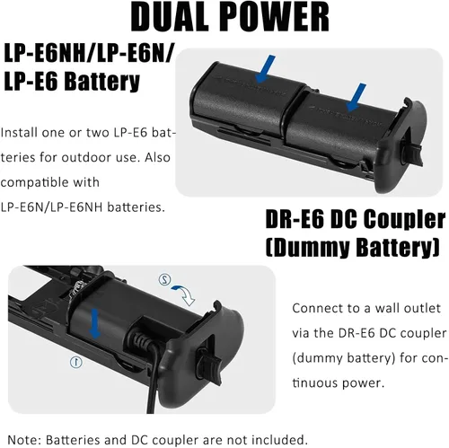 Miniatura 3 de BG-R10 - Agarre vertical de batería para cámara Canon EOS R5 R5C EOS R6 R6 Mark II, repuesto para Canon BG-R10 agarre de batería, alimentado por