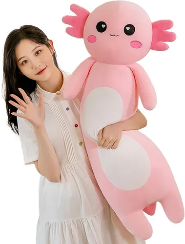 Miniatura 8 de Somao Almohada de Felpa Larga de Axolotl, Lindo Cuerpo de Animal de Peluche de Axolotl, Suave Peluche de Muñeca de Axolotl para Niñas y Niños