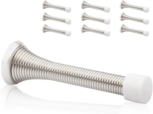 Miniatura 26 de Paquete de 18 topes de resorte para puerta, color blanco, topes flexibles de 3-1/4 pulgadas con puntas de parachoques de goma blanca
